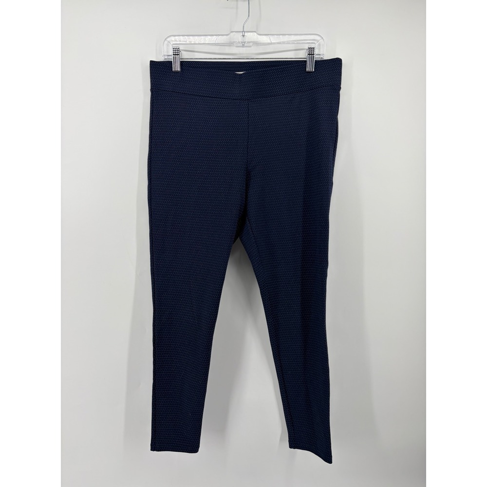 Loft Womens Large Navy Blue Pin Dot Leggings High Rise Skinny Stretch‎ Pants
